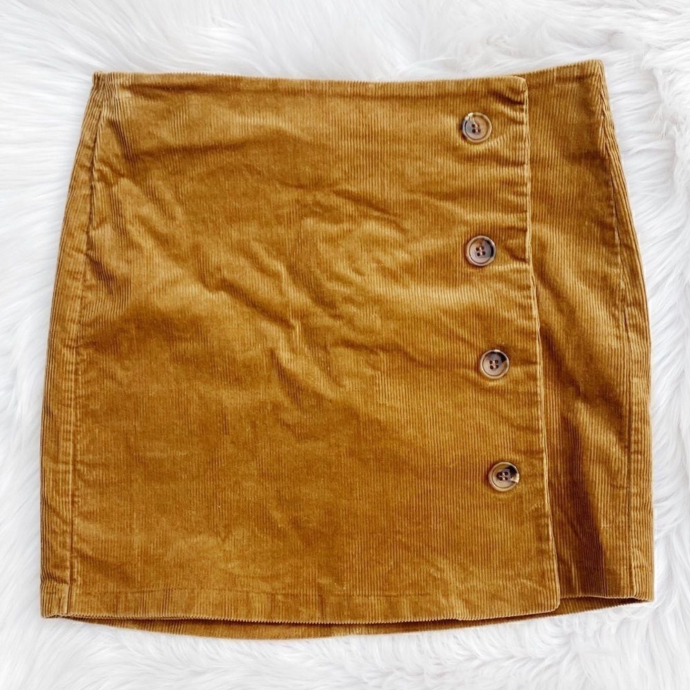 Rewash Corduroy Button Skirt Mustard Brown Youth XL